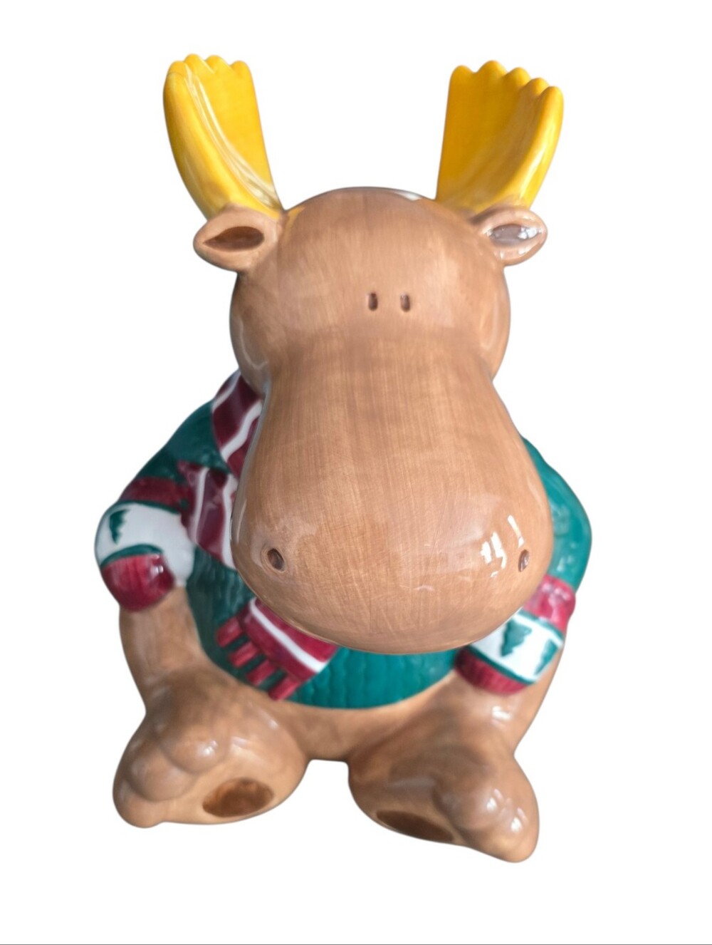 Vintage St. Nicholas Square Moose Cookie Jar Ceramic Christmas Holiday Kitchen